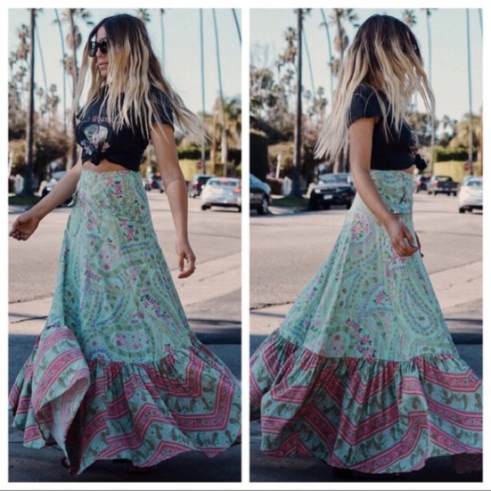 Spell💫 City Lights Maxi Skirt Sage🌿 Med EUC 💗